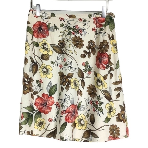 Vintage Linen Blend Floral Skirt Sz 10 - Picture 9 of 9